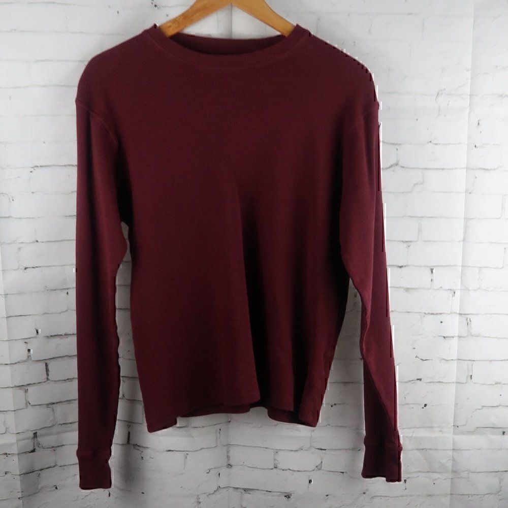 BROOKLYN'S BEST BURGUNDY LONG SLEEVE CREW NECK THERMAL SHIRT SIZE MEDIUM